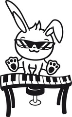 party musik feiern band klavier keyboard tasten cool sonnenbrille klimpern kaninchen hase klein süß niedlich