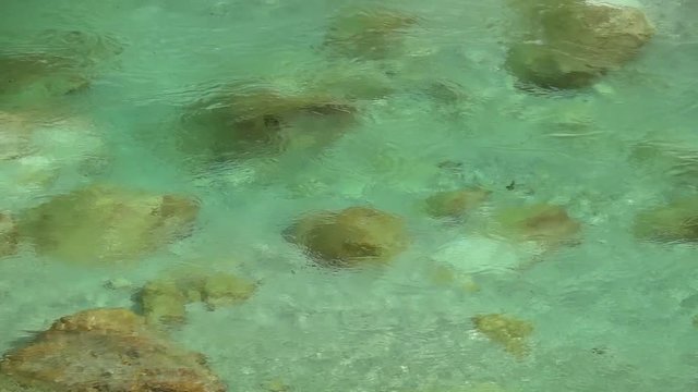 Der Fluss Soca (Isonzo) nach der Quelle in Slowenien bei Trenta