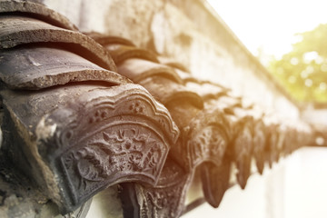 Old Chinese tile on the wall