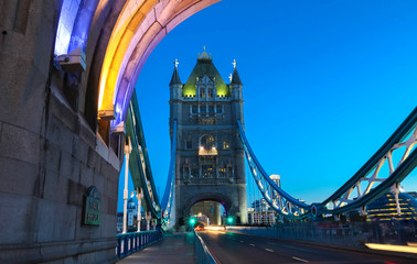 Fototapeta na wymiar The Tower Bridge in London in the evening, England, United Kingdom.