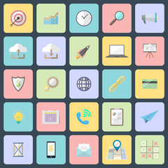 Obraz premium Vector simple flat design icons set for web, internet, business or strategy in company.