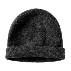 Black worm winter woolen hat cap flat isolated on white