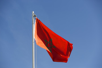 National flag of Morocco on a flagpole