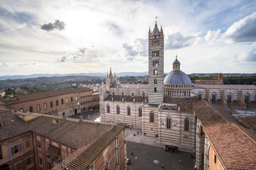 Fototapeta premium Bell tower and Dome of the Cathedral of Siena, Tuscany, Italy