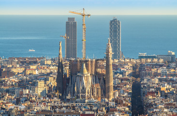 Naklejka premium Panorama of Barcelona, Spain