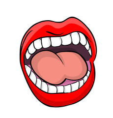 Fototapeta premium shouting lips with teeth and tongue cartoon vector symbol icon design. Beautiful illustration isolated on white background