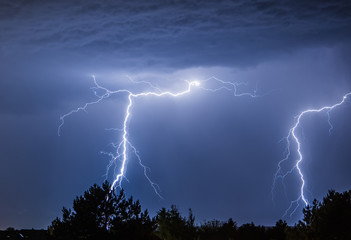 Powerful Lightning Strikes ,colorful thunder sky