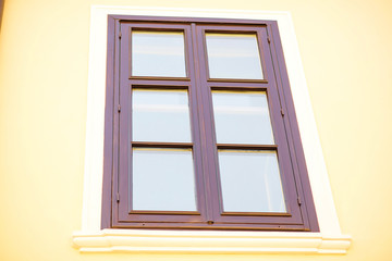 Old wooden window on a house.