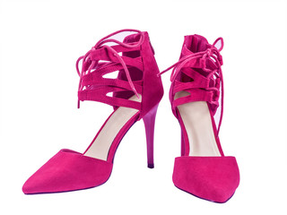 Pink high heels shoes isolated with clipping path