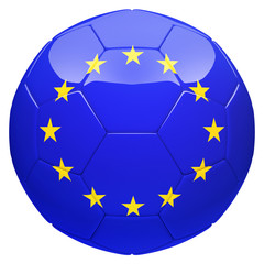 Soccer football with Flag of Europe 3d rendering