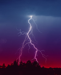 Powerful Lightning Strikes ,colorful thunder sky
