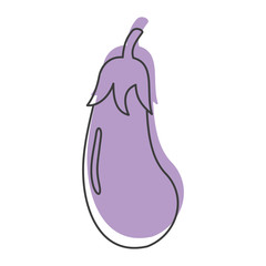 Eggplant doodle icon vector illustration for design and web isolated on white background