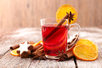 hot drink with spices for christmas