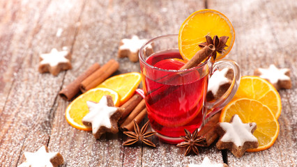 hot drink with spices for christmas