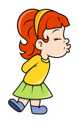 Small Cartoon Girl Kissing