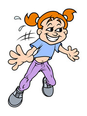 Funny Happy Cartoon Girl