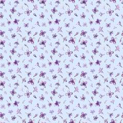 Illustration in watercolor of a Lilac flower. Floral card with flowers. Botanical illustration seamless pattern.