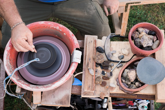 Lapidary Polishing Stone From Above