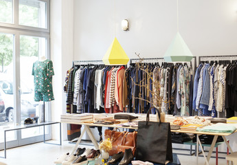 Interior view of modern boutique.
