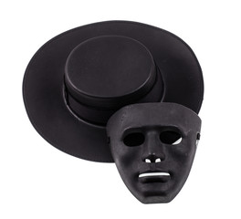 Black hat with wide brim,black mask
