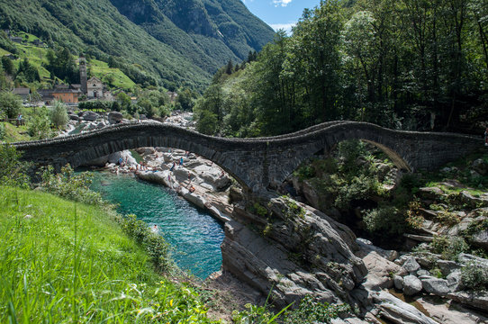 Old stone bridge Verzasca - Switzerland