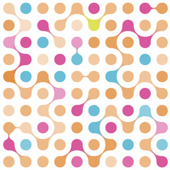 Flat multicolor molecules seamless pattern