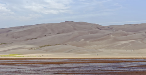 View of the high dunes of the Great Sand Dunes National Park & Preserve, which is located near Alamosa in southwestern Colorado, U.S.A.