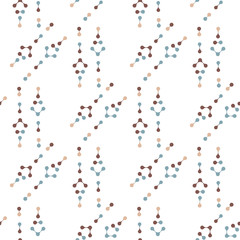 Flat multicolor molecules seamless pattern