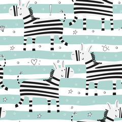 Cartoon zebra Seamless pattern