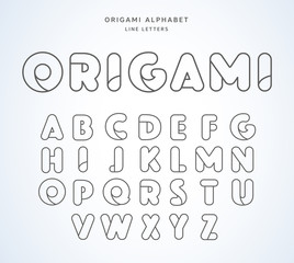 Vector origami alphabet. Line letters collection