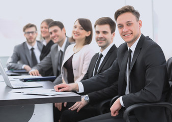 portrait of successful business team in office