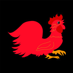 Red rooster on a black background.The symbol of the new year 2017.