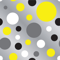 Seamless Black Yellow Grey Dots on Silver