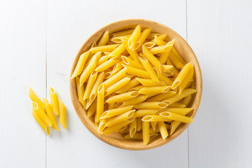 Pasta plate wooden background
