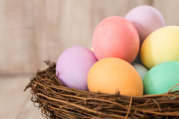 Many Colorful Easter Eggs In a Nest