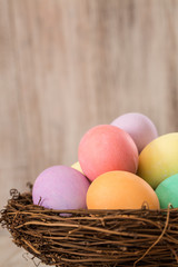 Colorful Easter Eggs in a Nest