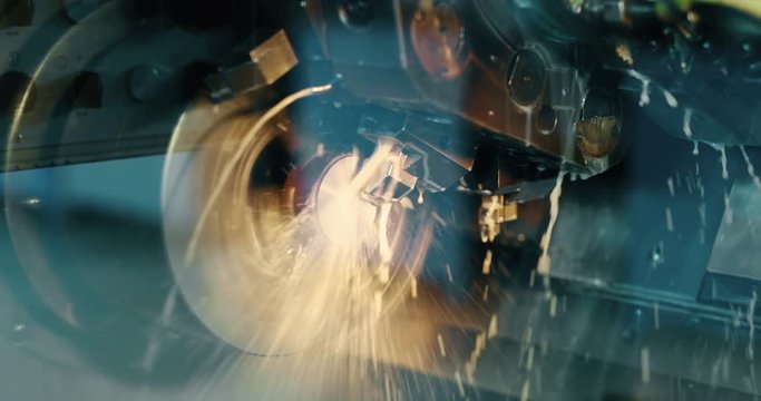 machine tool in metal factory with drilling cnc machines