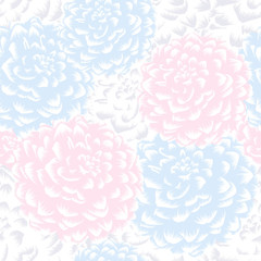 Beautiful abstract seamless hand drawn floral pattern with dahlias flowers. Vector illustration. Element for design.