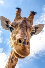 Vlies Fototapete Giraffe Nahaufnahme eines Giraffenkopfes