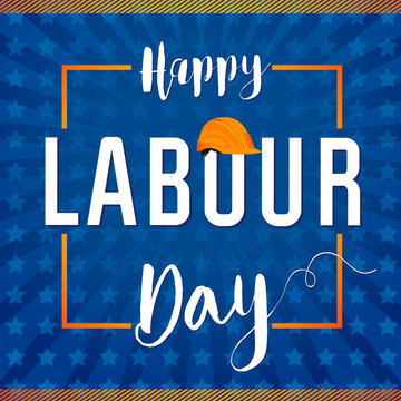 Labour Day USA star lettering card. Happy Labor day vecor greeting illustration with text on star background. International Workers day illustration for greeting banner, poster design