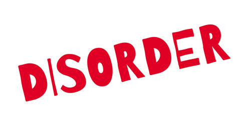 Disorder rubber stamp. Grunge design with dust scratches. Effects can be easily removed for a clean, crisp look. Color is easily changed.