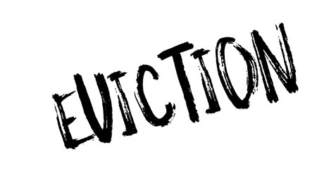 Eviction rubber stamp. Grunge design with dust scratches. Effects can be easily removed for a clean, crisp look. Color is easily changed.