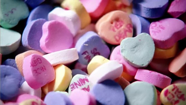 Revolving candy hearts for Valentines Day.