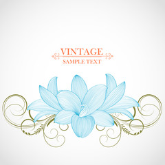 Vintage floral background. Beautiful frame with flowers lily. Element for design.