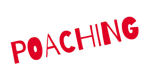 Poaching rubber stamp. Grunge design with dust scratches. Effects can be easily removed for a clean, crisp look. Color is easily changed.