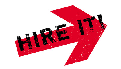 Hire It rubber stamp. Grunge design with dust scratches. Effects can be easily removed for a clean, crisp look. Color is easily changed.