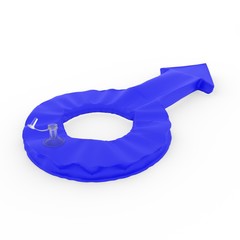 a 3d render of the male symbol being deflated.