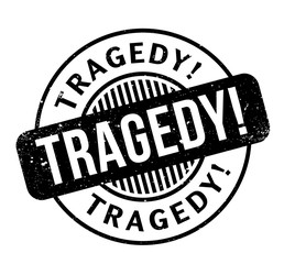 Tragedy rubber stamp. Grunge design with dust scratches. Effects can be easily removed for a clean, crisp look. Color is easily changed.