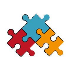 Obraz premium Colorful puzzle doodle over white background vector illustration