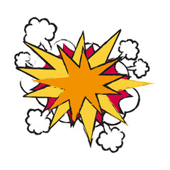 Colorful explosion cartoon doodle over white background vector illustration